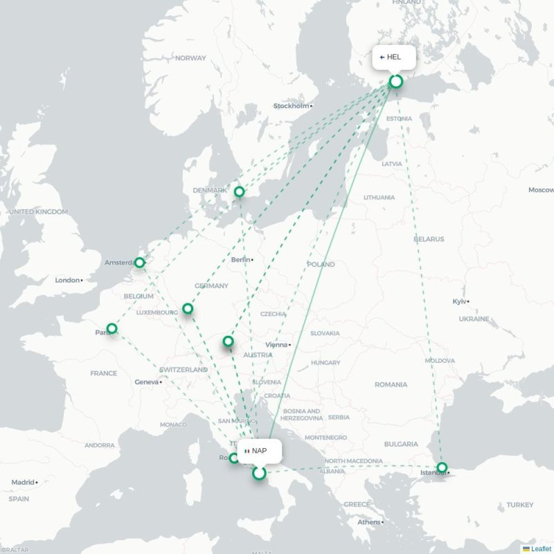 NAP - HEL route map