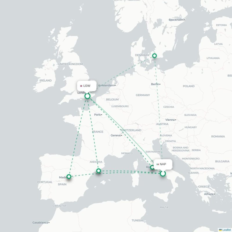NAP - LGW route map