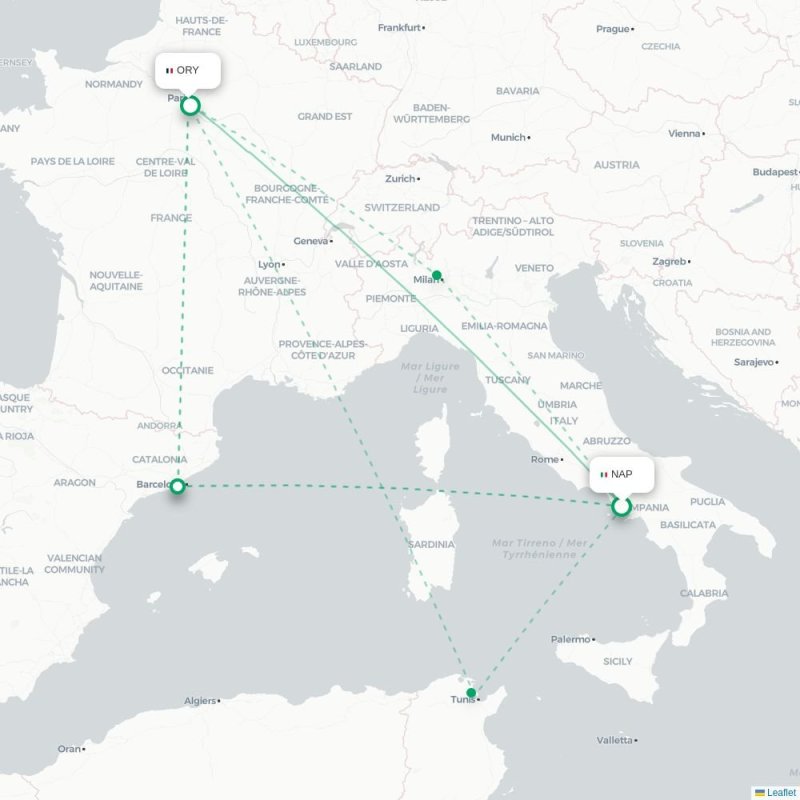 NAP - ORY route map