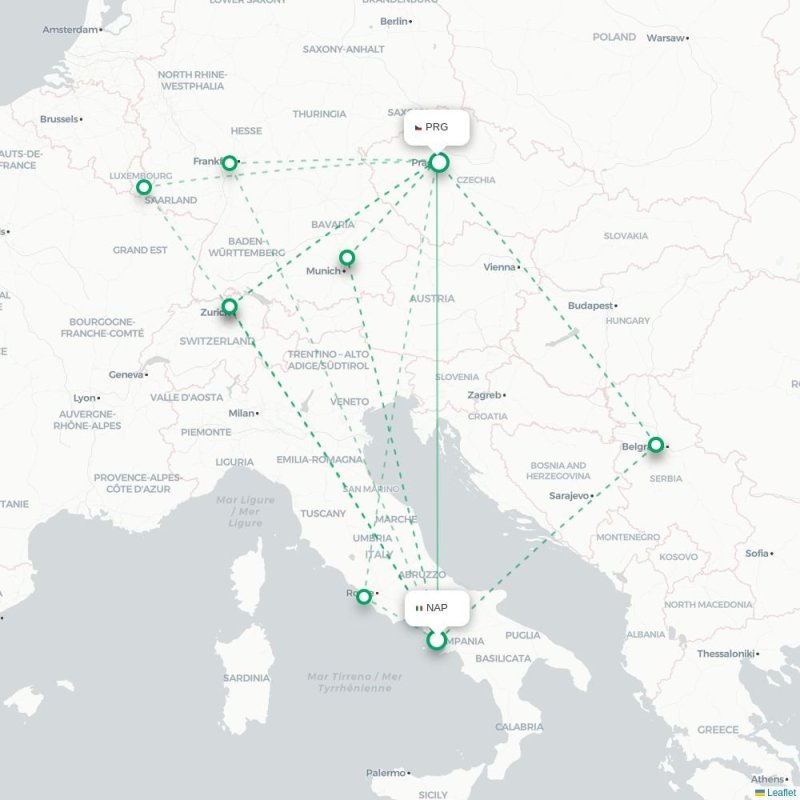 NAP - PRG route map