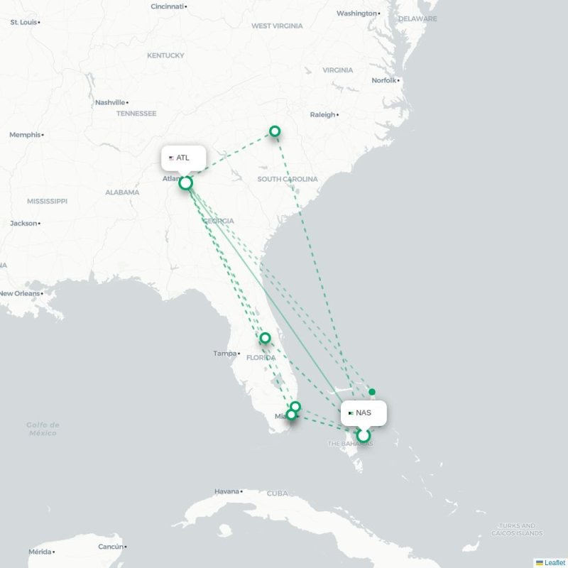 NAS - ATL route map