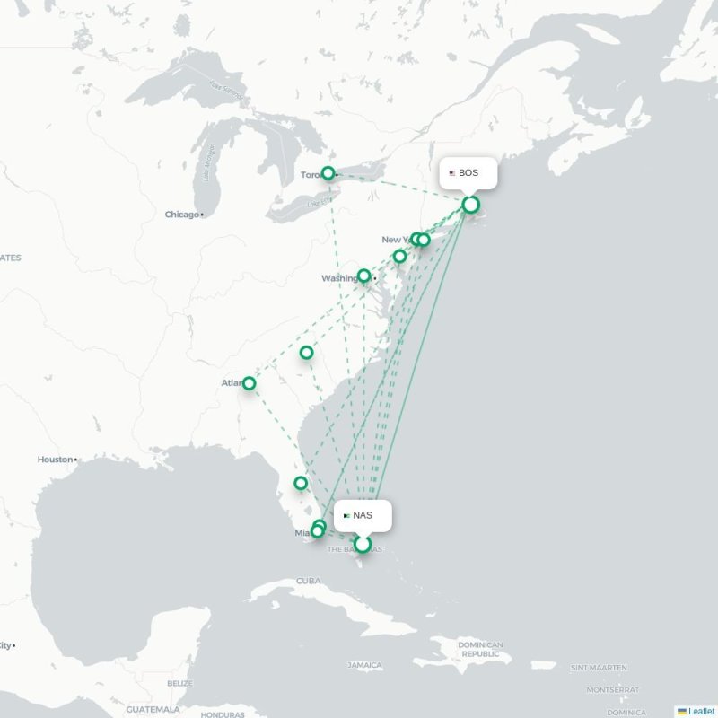 NAS - BOS route map