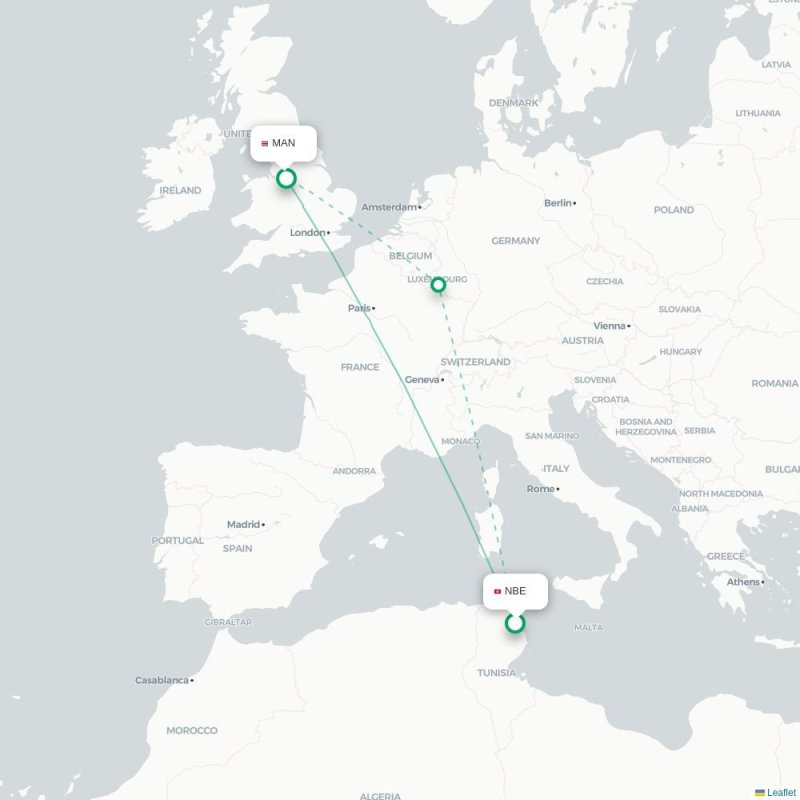 NBE - MAN route map