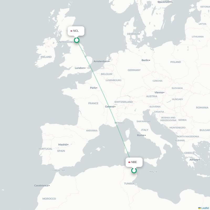 NBE - NCL route map