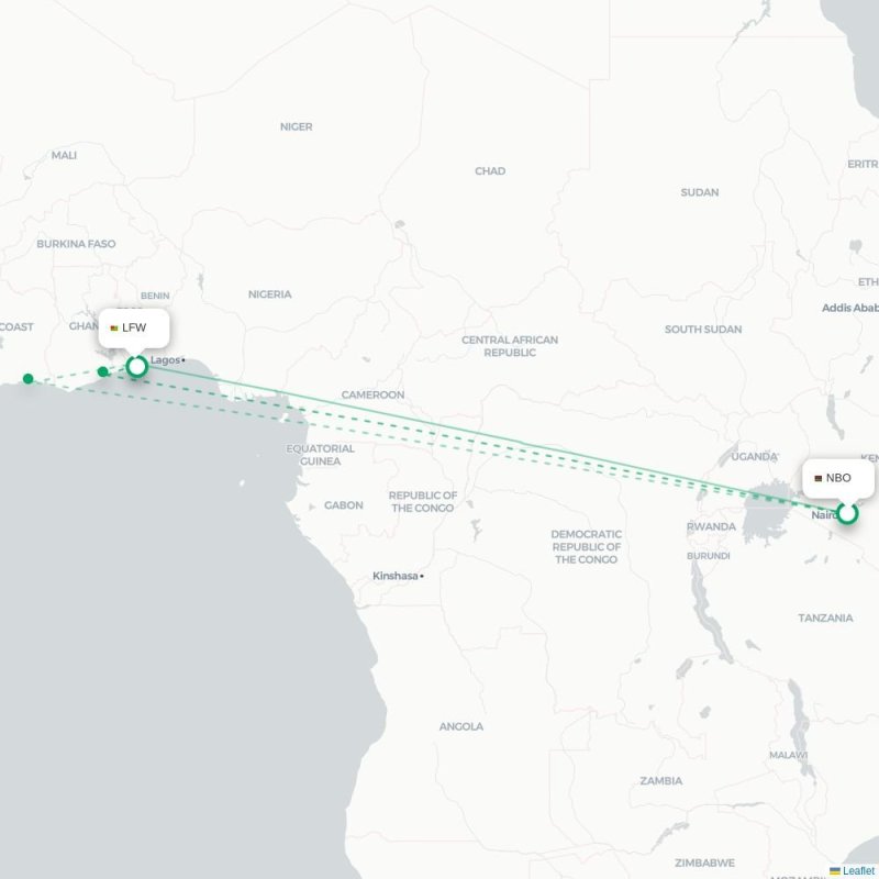 NBO - LFW route map