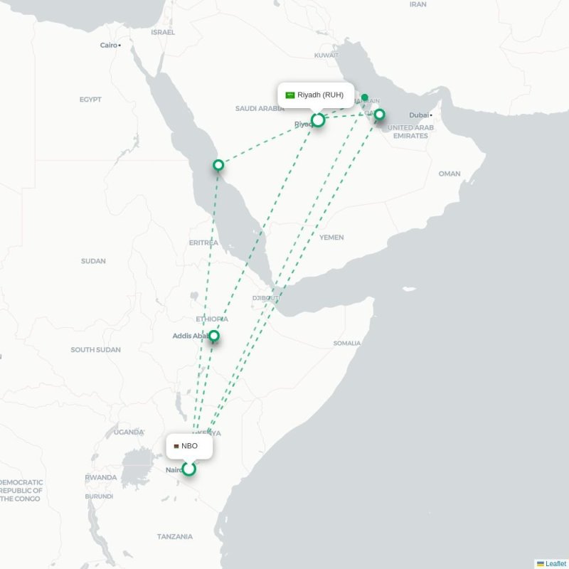 NBO - RUH route map