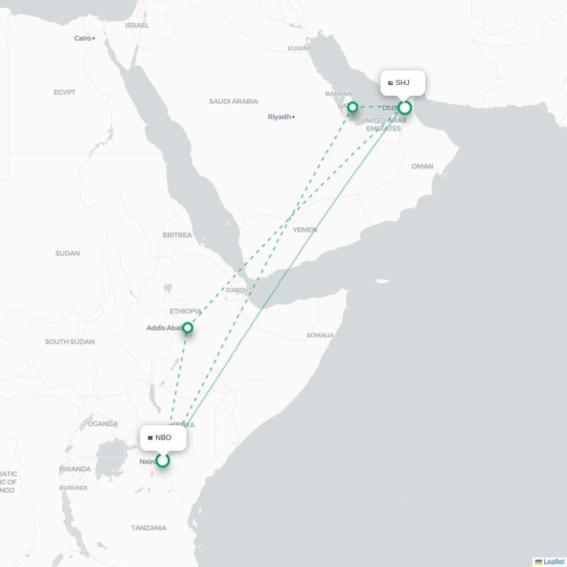 NBO - SHJ route map