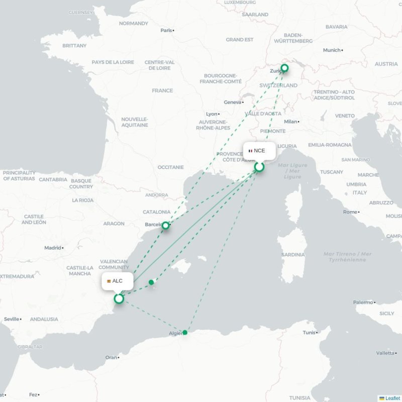 NCE - ALC route map