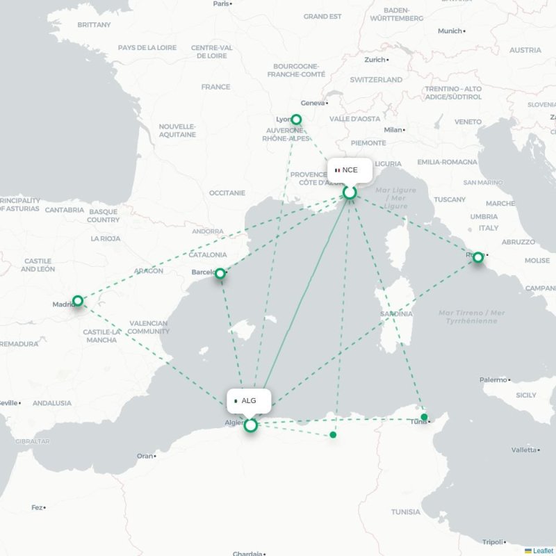 NCE - ALG route map