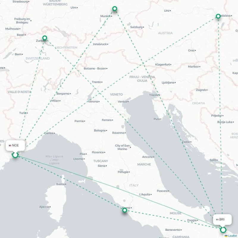 NCE - BRI route map