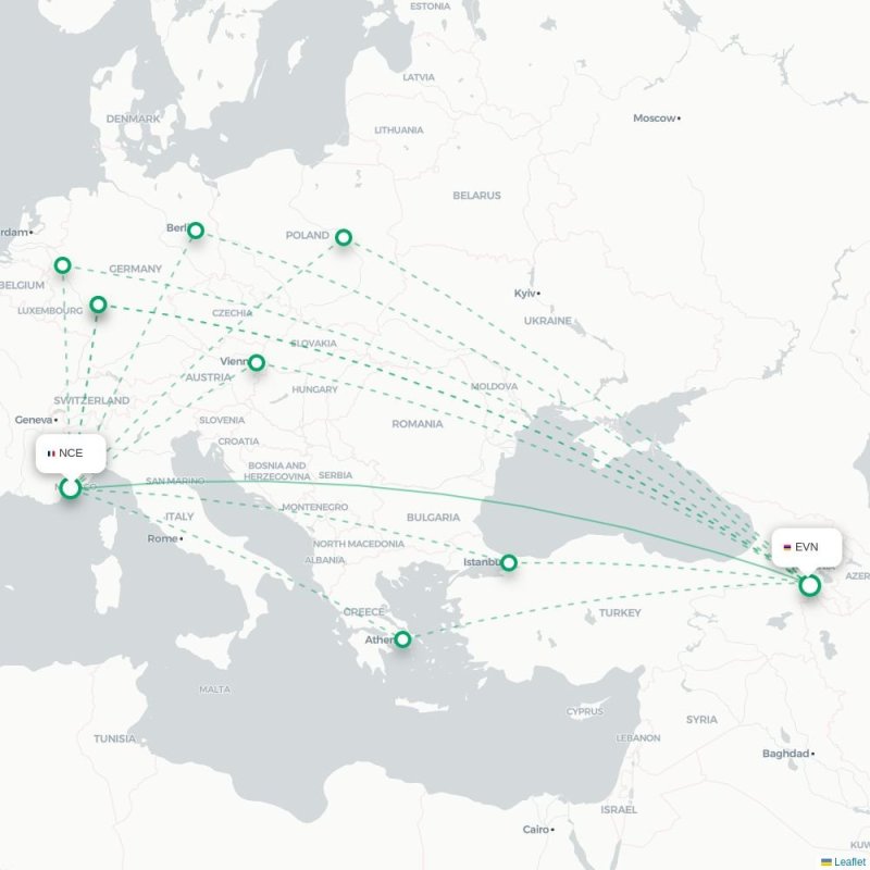 NCE - EVN route map
