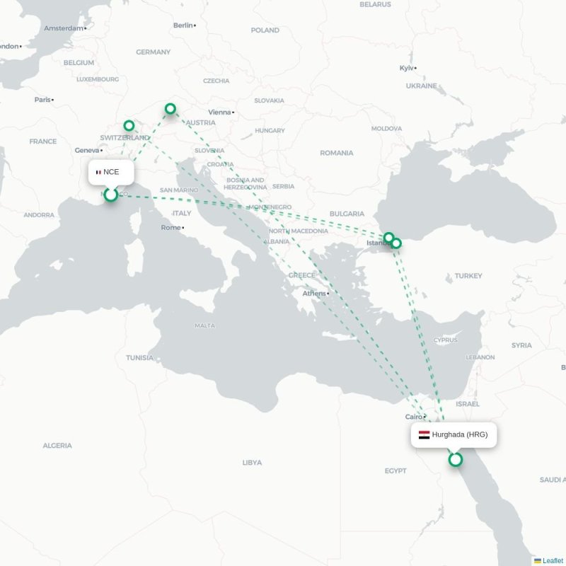 NCE - HRG route map