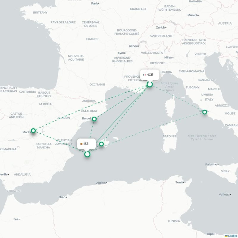 NCE - IBZ route map