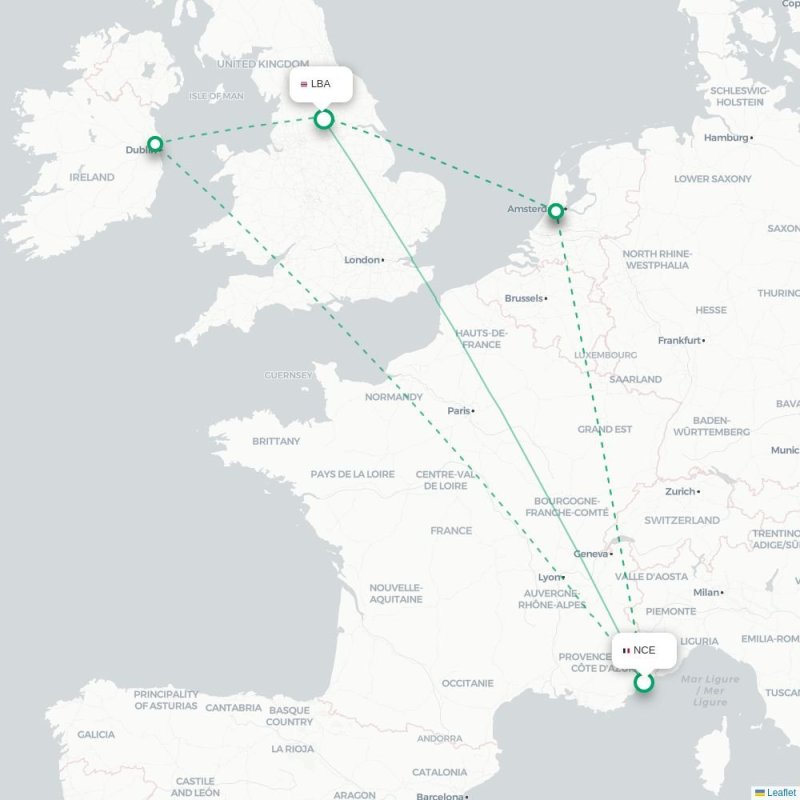 NCE - LBA route map
