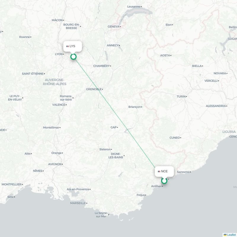 NCE - LYS route map