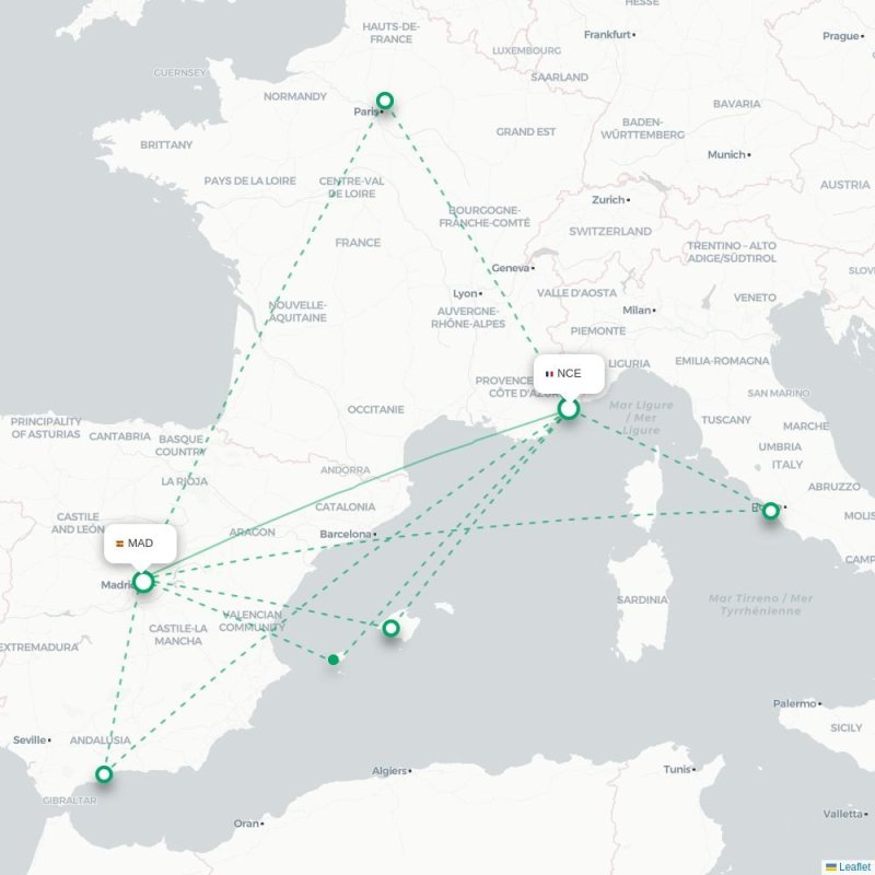 NCE - MAD route map
