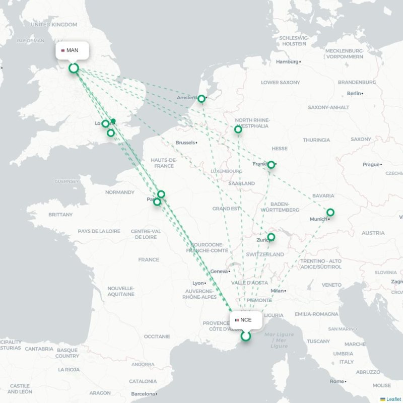 NCE - MAN route map