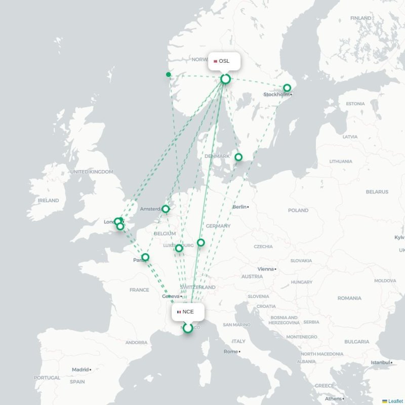 NCE - OSL route map
