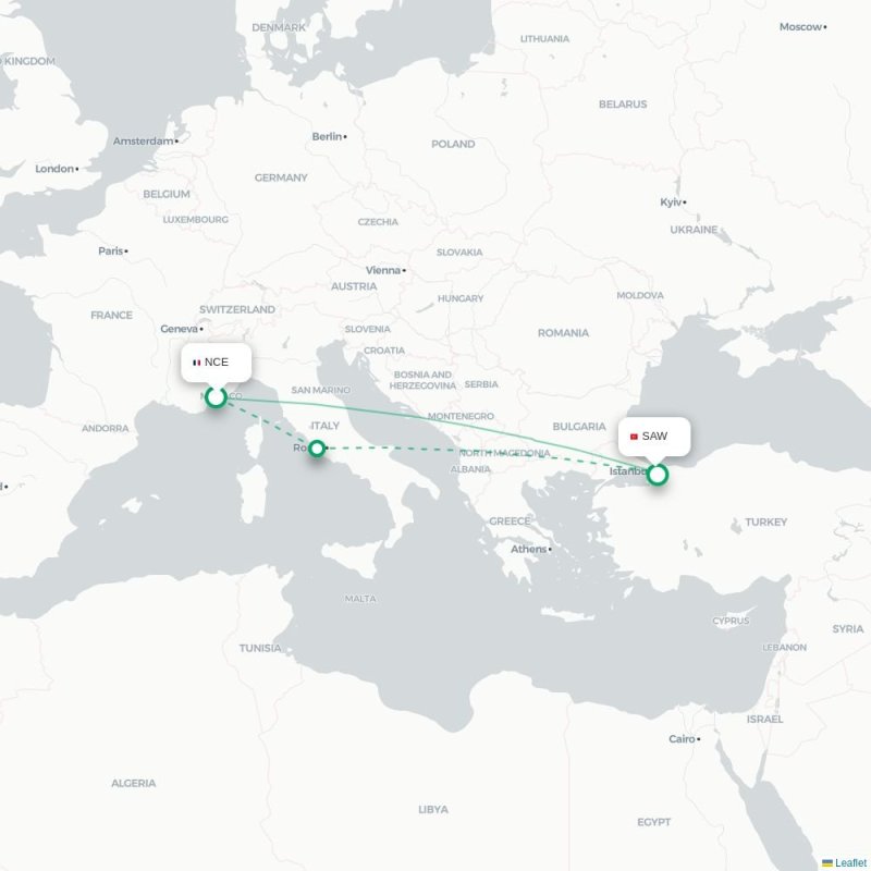 NCE - SAW route map