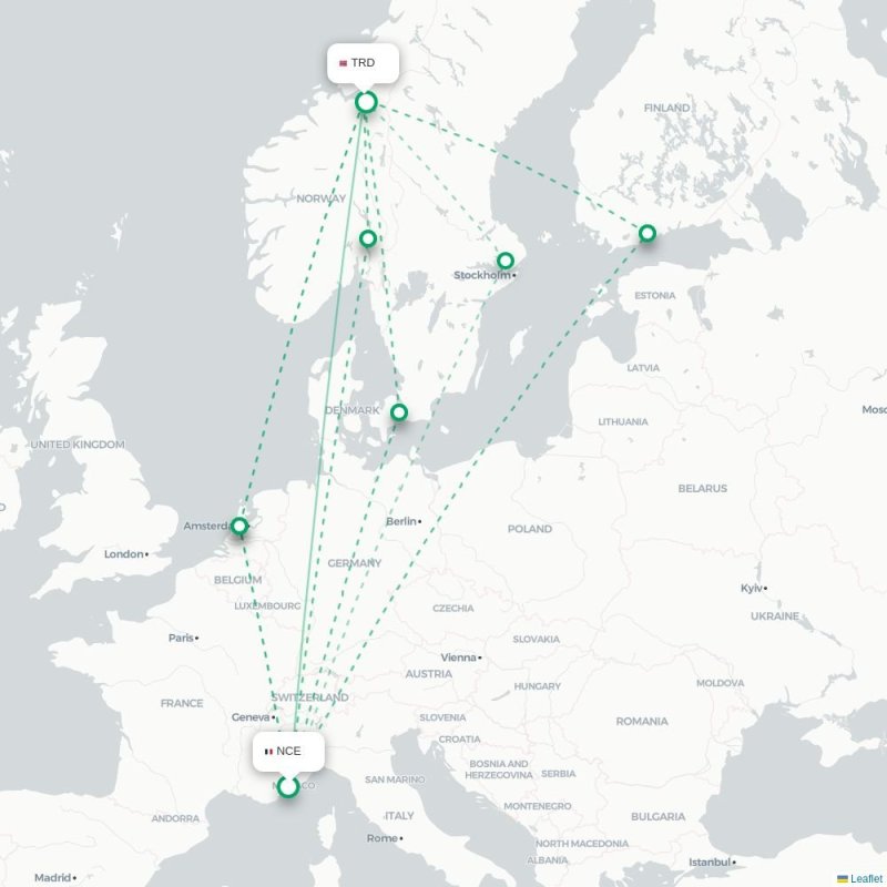NCE - TRD route map