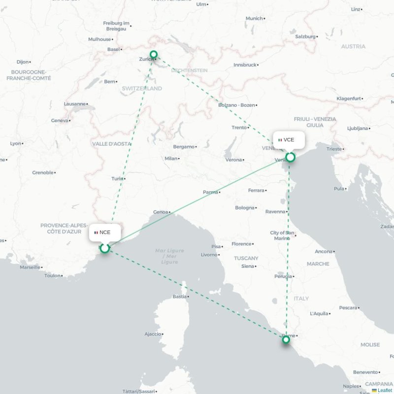 NCE - VCE route map