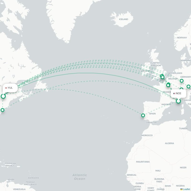 NCE - YUL route map