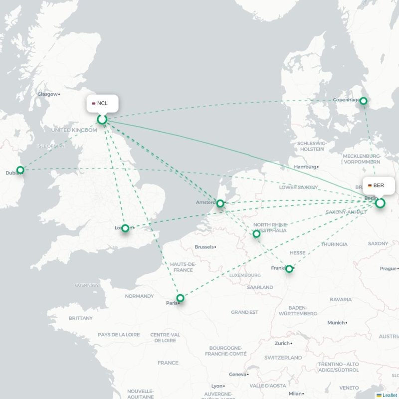 NCL - BER route map