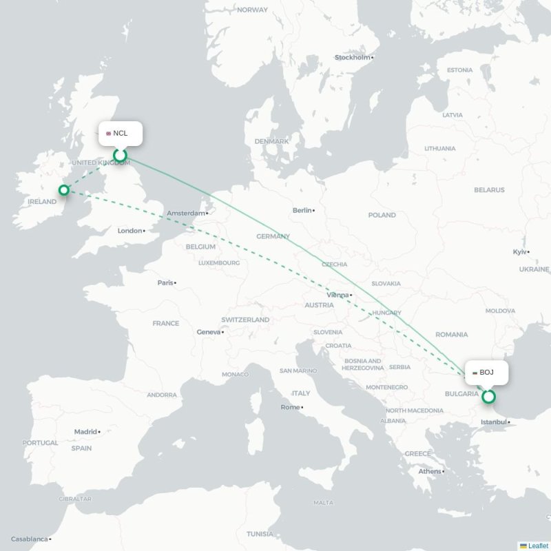NCL - BOJ route map