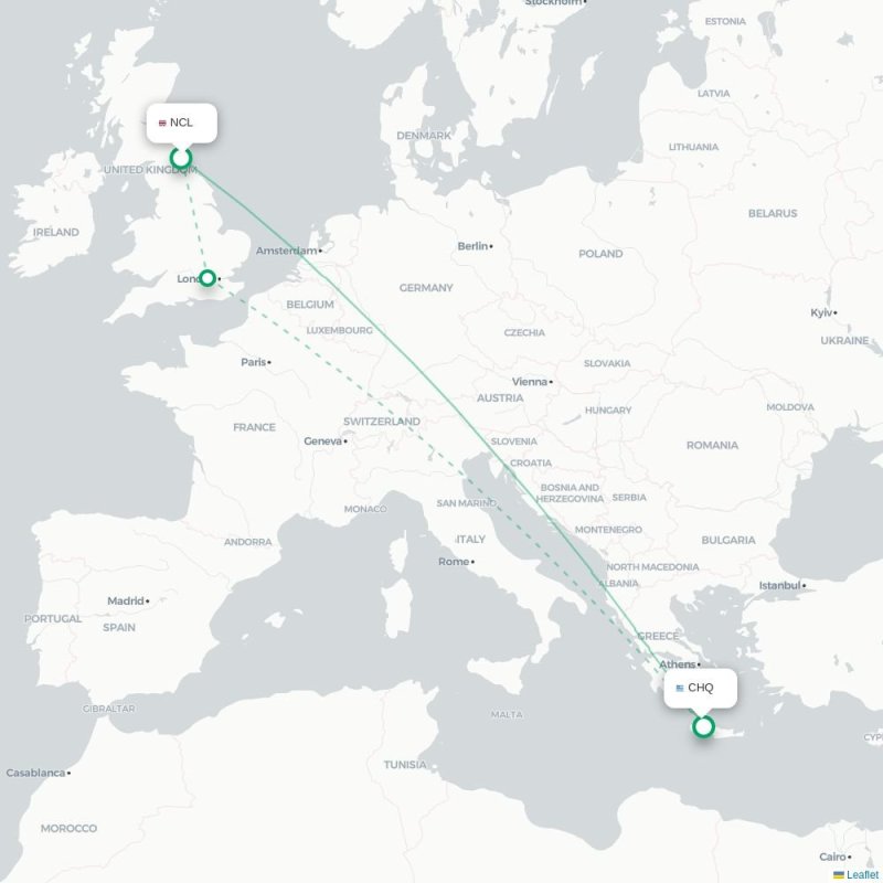 NCL - CHQ route map