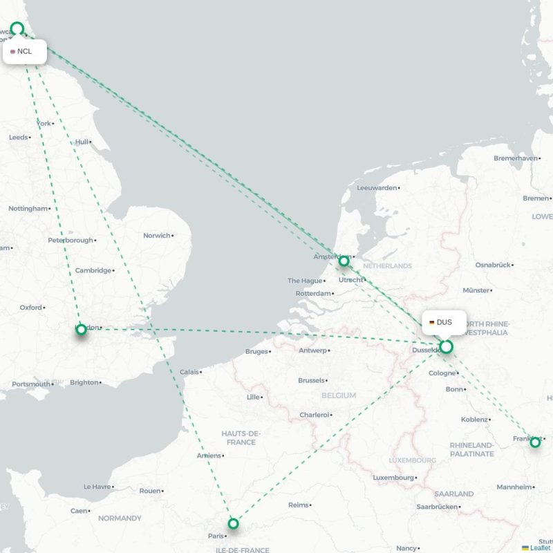 NCL - DUS route map