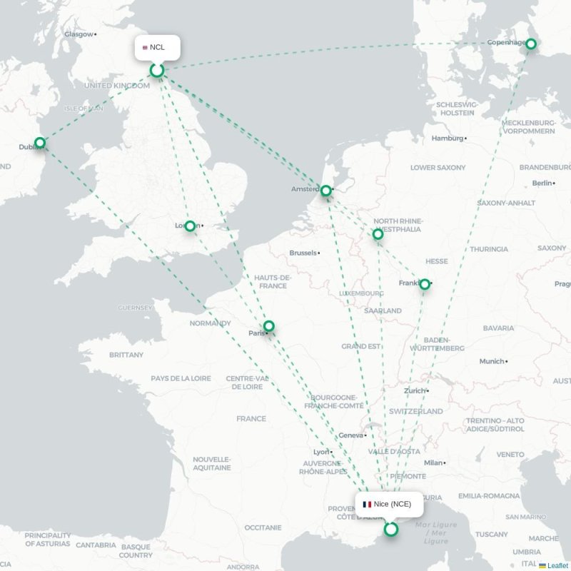 NCL - NCE route map