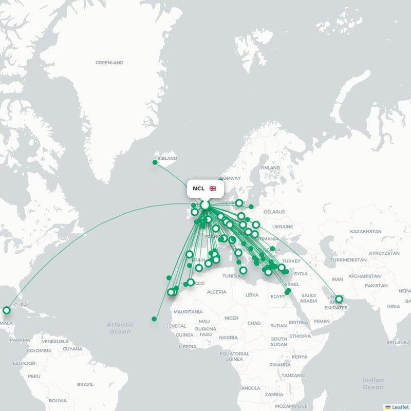 Route map Newcastle  NCL 