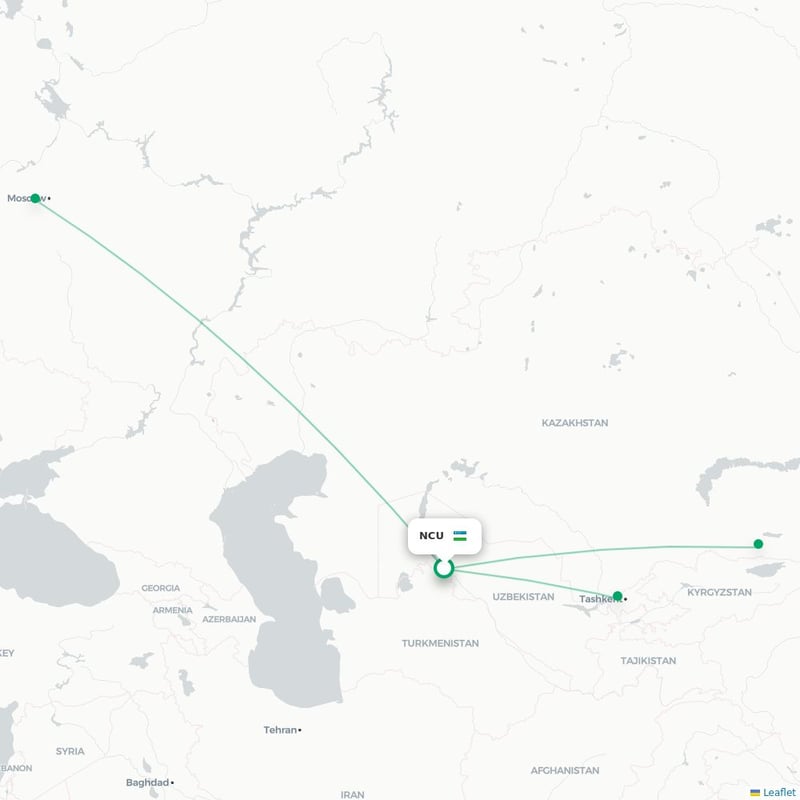 Route map Nukus  NCU airport