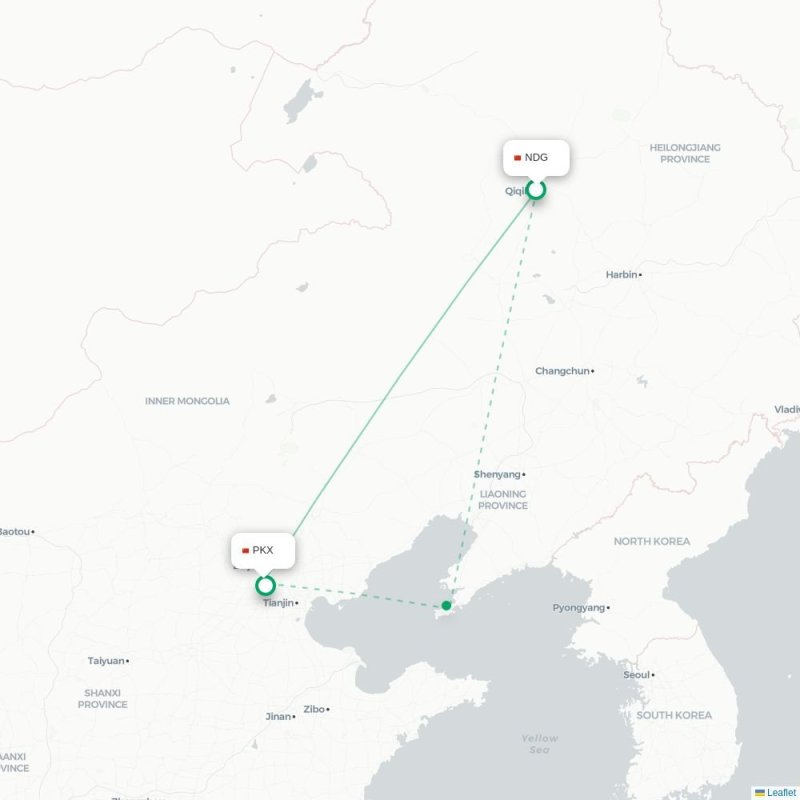 NDG - PKX route map