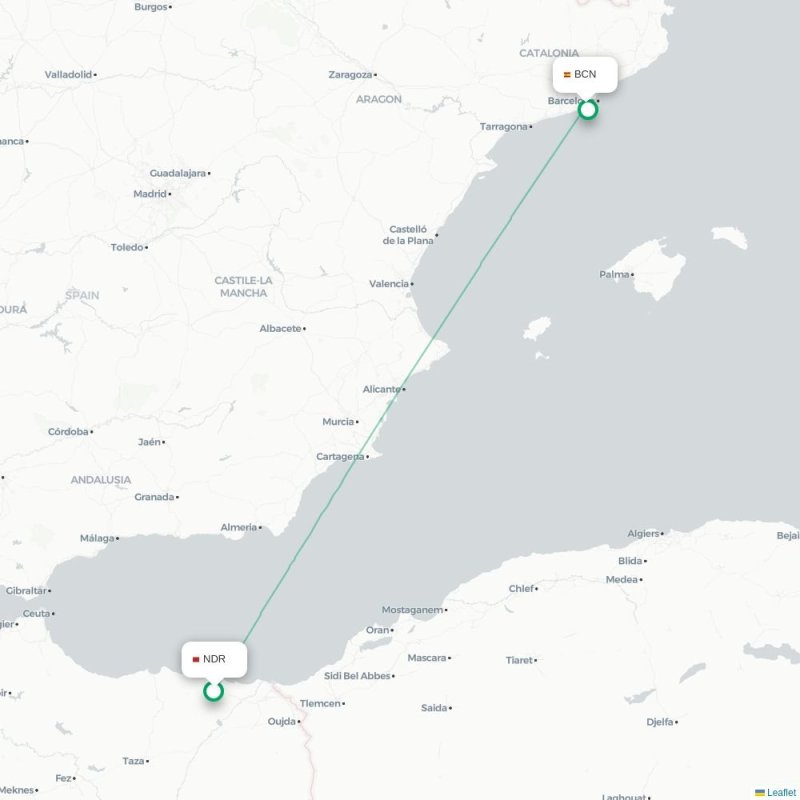 NDR - BCN route map