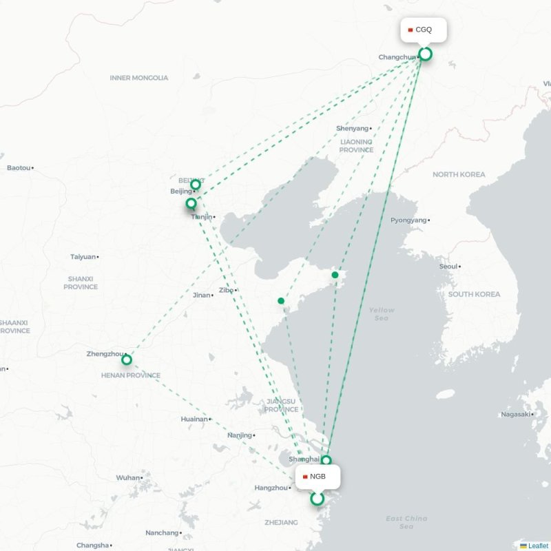 NGB - CGQ route map