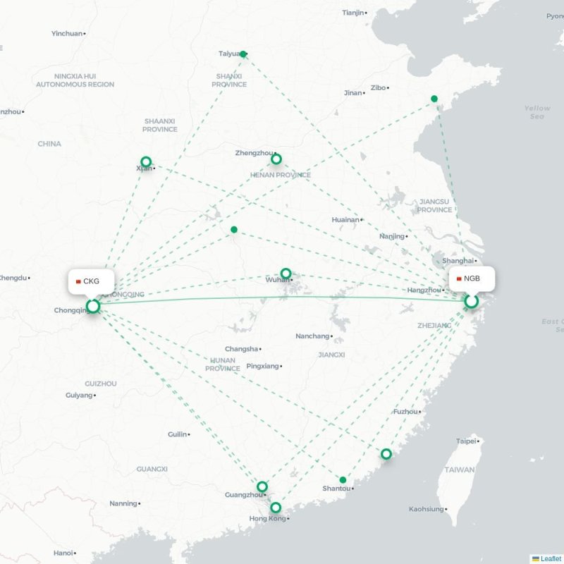 NGB - CKG route map