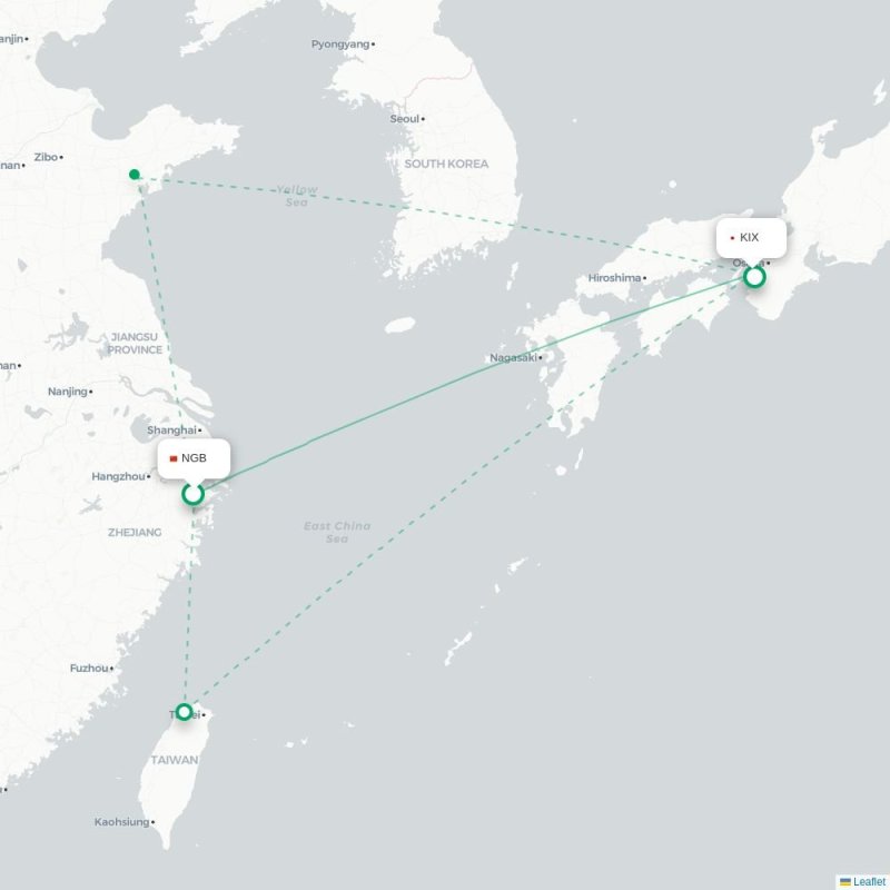 NGB - KIX route map
