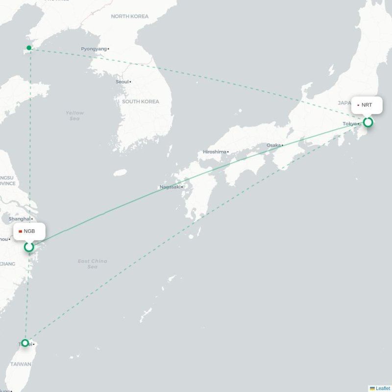 NGB - NRT route map