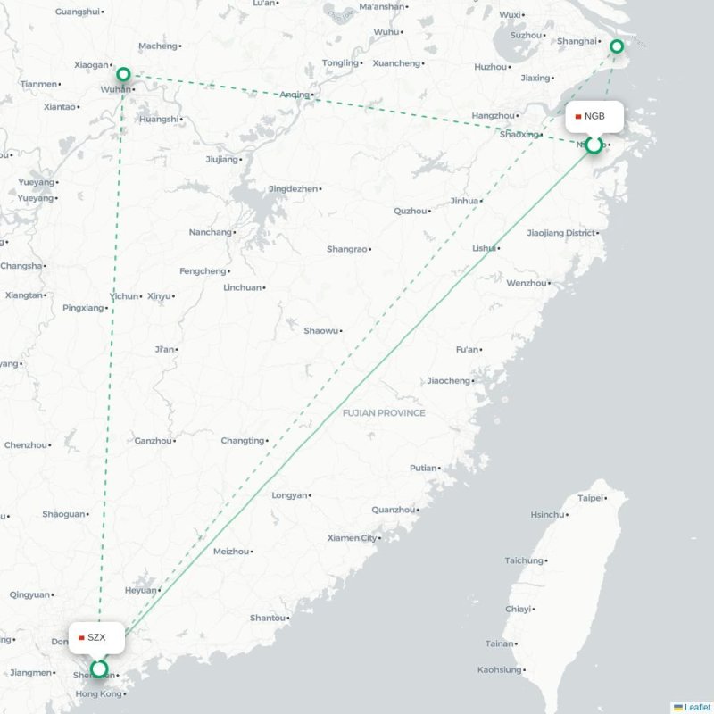 NGB - SZX route map
