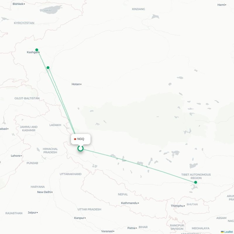NGQ - LXA route map
