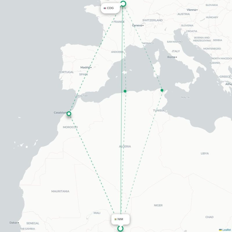 NIM - CDG route map