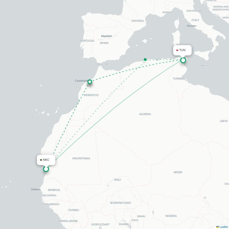 NKC - TUN route map