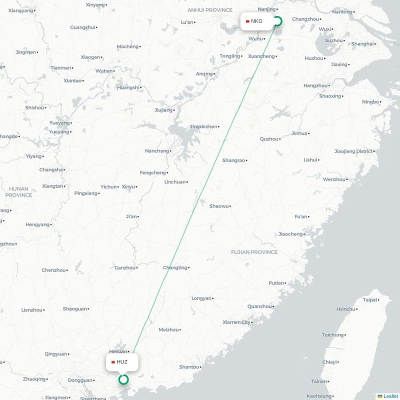 NKG - HUZ route map