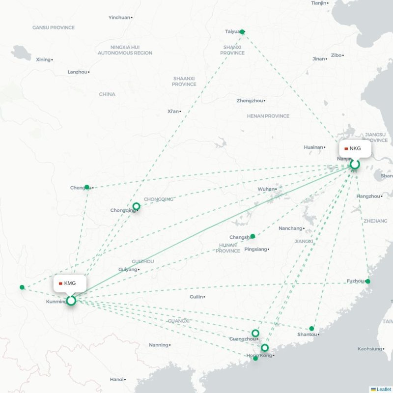 NKG - KMG route map