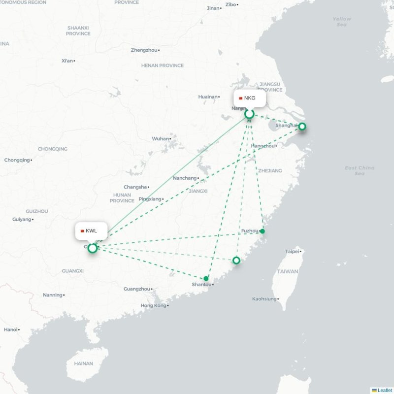 NKG - KWL route map