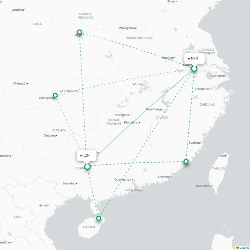 NKG - LZH route map