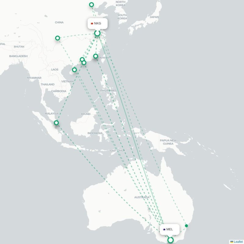 NKG - MEL route map