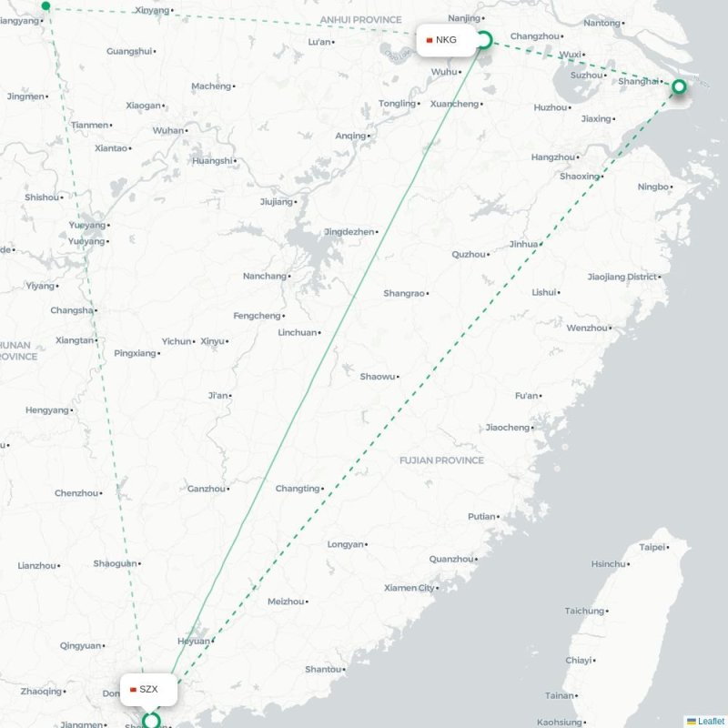 NKG - SZX route map