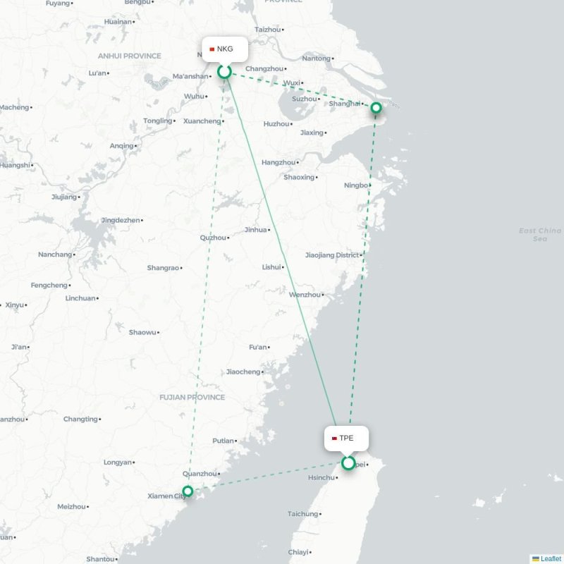 NKG - TPE route map